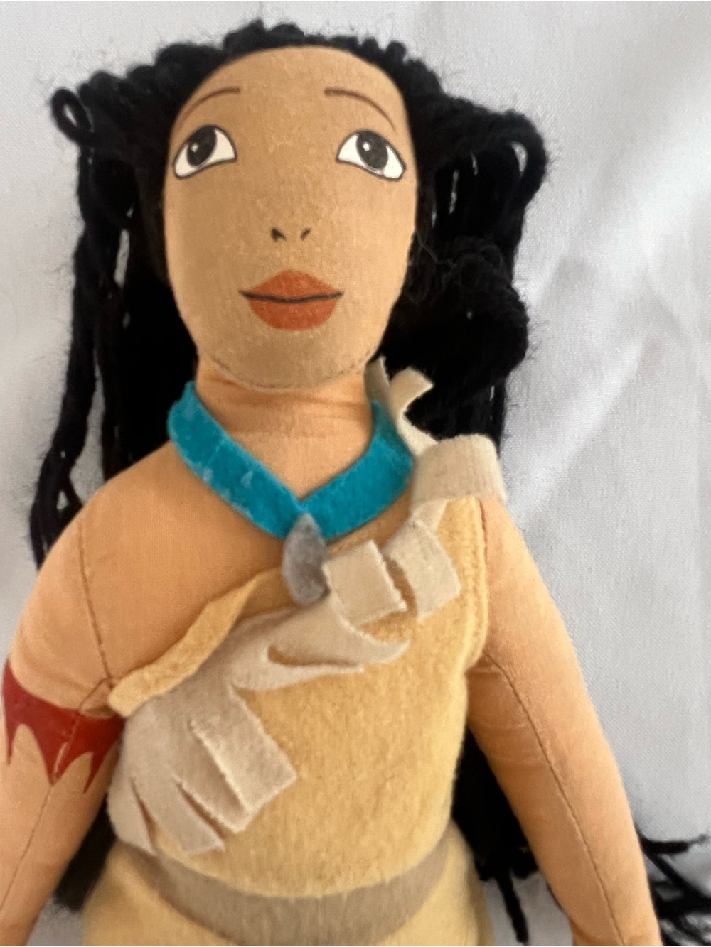 Vintage Disney pocahontas Kids Plush Doll - Tan Dress, Blue Necklace - Picture 3 of 10